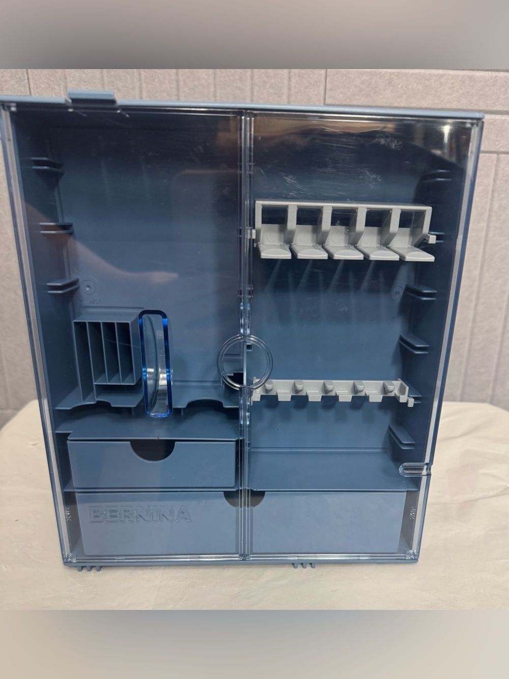 BERNINA Stand Up Sewing Accessory Storage Box wardrobe style Blue